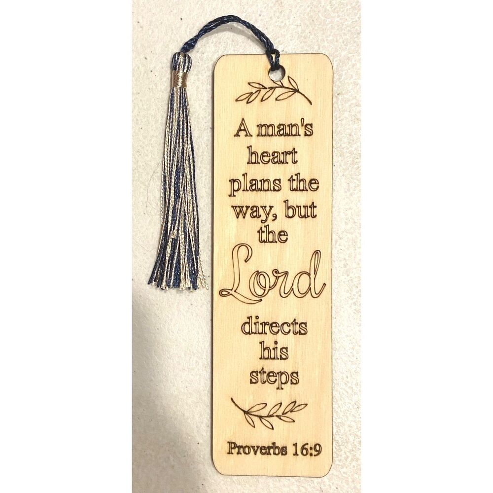 6" Wood Bookmark - Proverbs 16:9 - B001